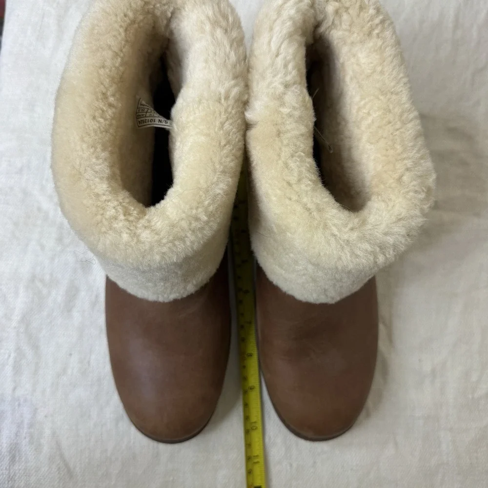 UGG Boots Chyler Shearling Brown Leather Ankle Bootie Womens 8.5 Western 1012524